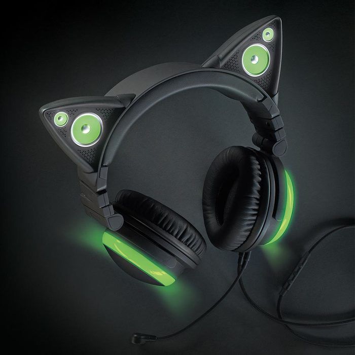 Brookstone Axent Wear Wired Cat Ear Headphones (Green LED Lights)