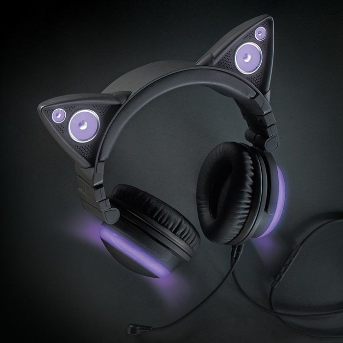 Brookstone Axent Wear Wired Cat Ear Headphones (Purple LED Lights)