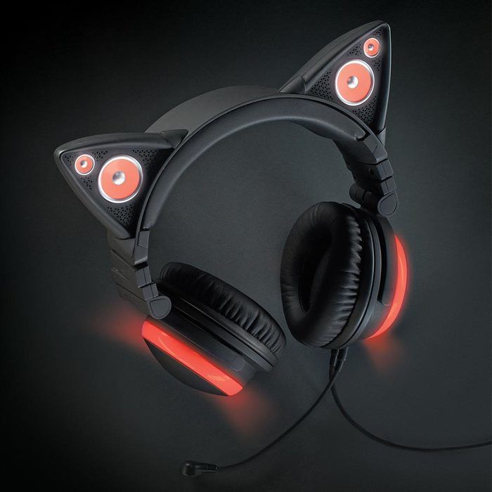 Brookstone Axent Wear Wired Cat Ear Headphones (Red LED Lights)