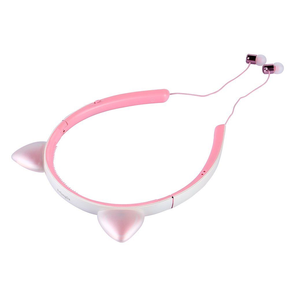 MongDa Bluetooth Wireless Cat Ear Hairband Headphones